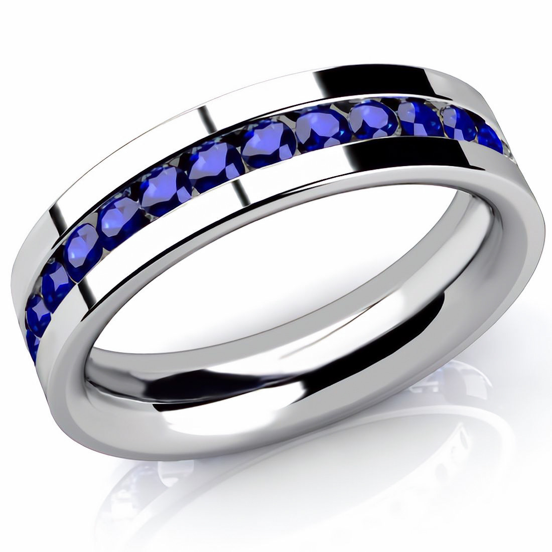 Mens Real Solid 925 Sterling Silver Dark Navy Blue Sapphire Stone Ring Size  7-13